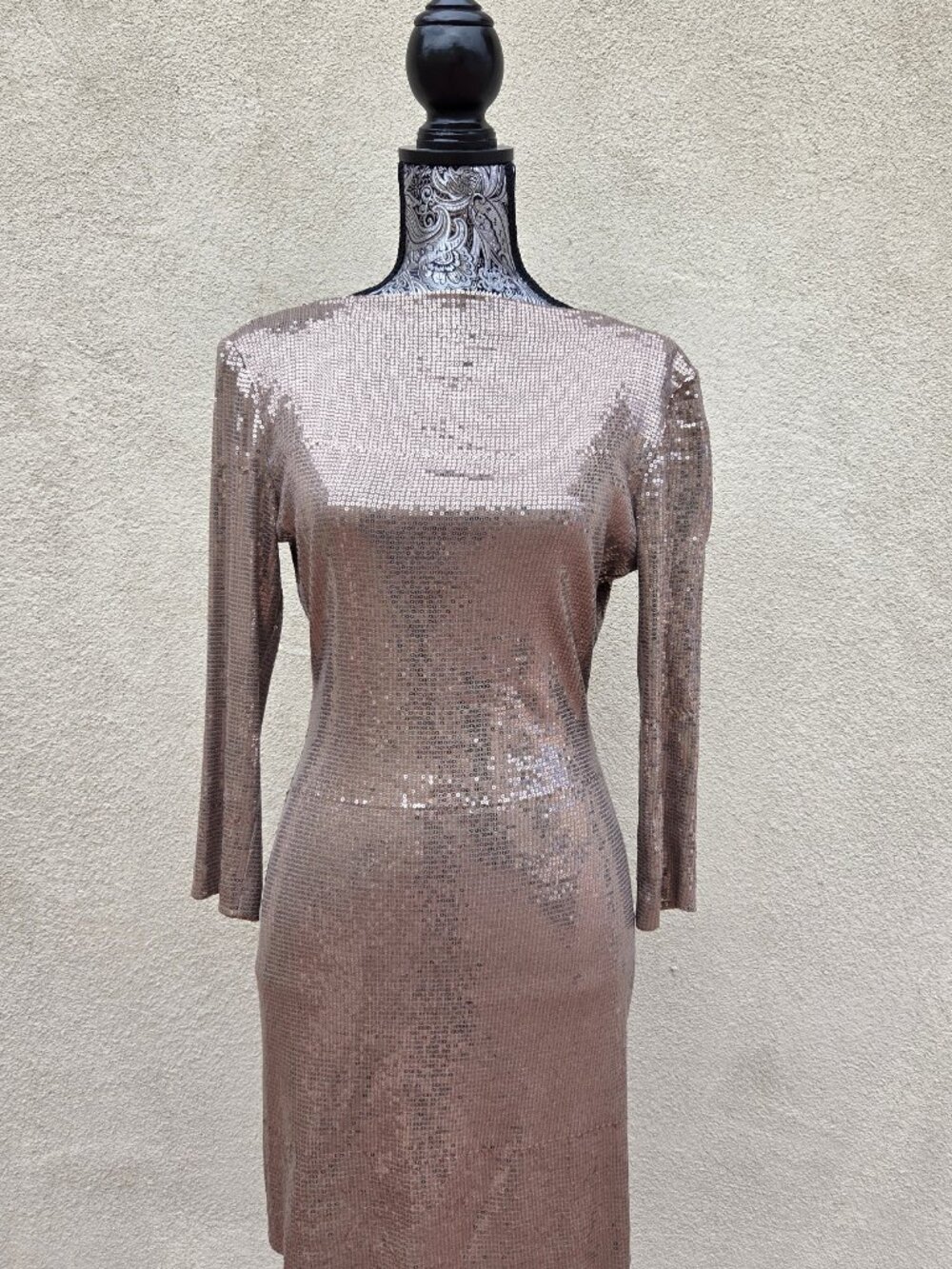 Ali Ra Bronze Sequin Low Back Fitted Dress